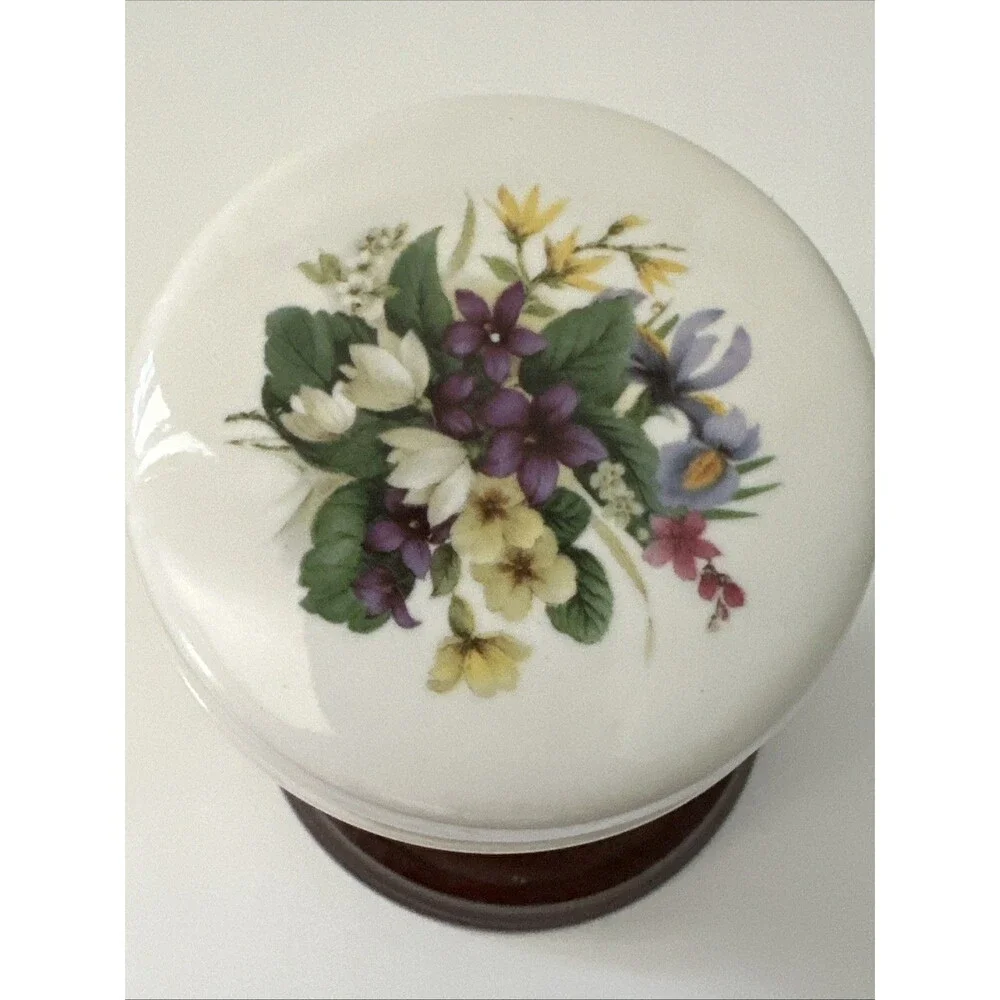 Vintage English Floral Tea Caddy Canister/Lid Kitchenware 60’s- 70’s Botanical